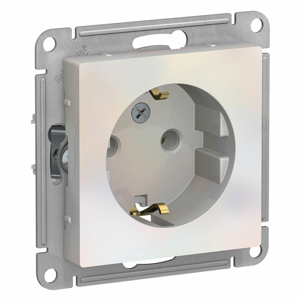 Розетка Schneider Electric AtlasDesign ATN000443, скрытый монтаж, защита IP20, цвет жемчуг