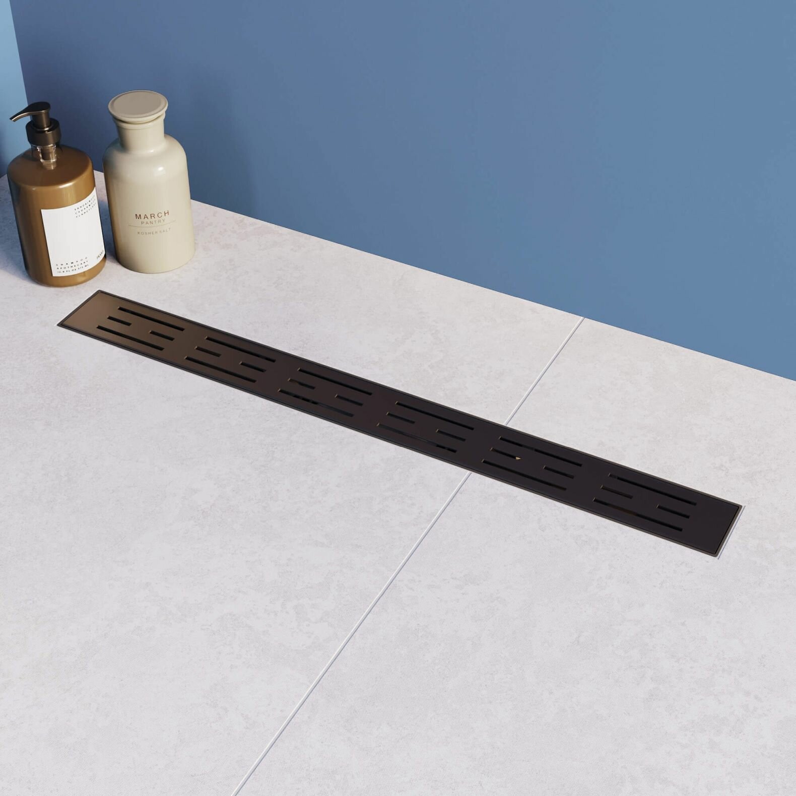 Душевой лоток RGW Drain Leo-30-60 прямой 60 см черный 50 мм (d слива) на ножках, сифон (60213060-04)