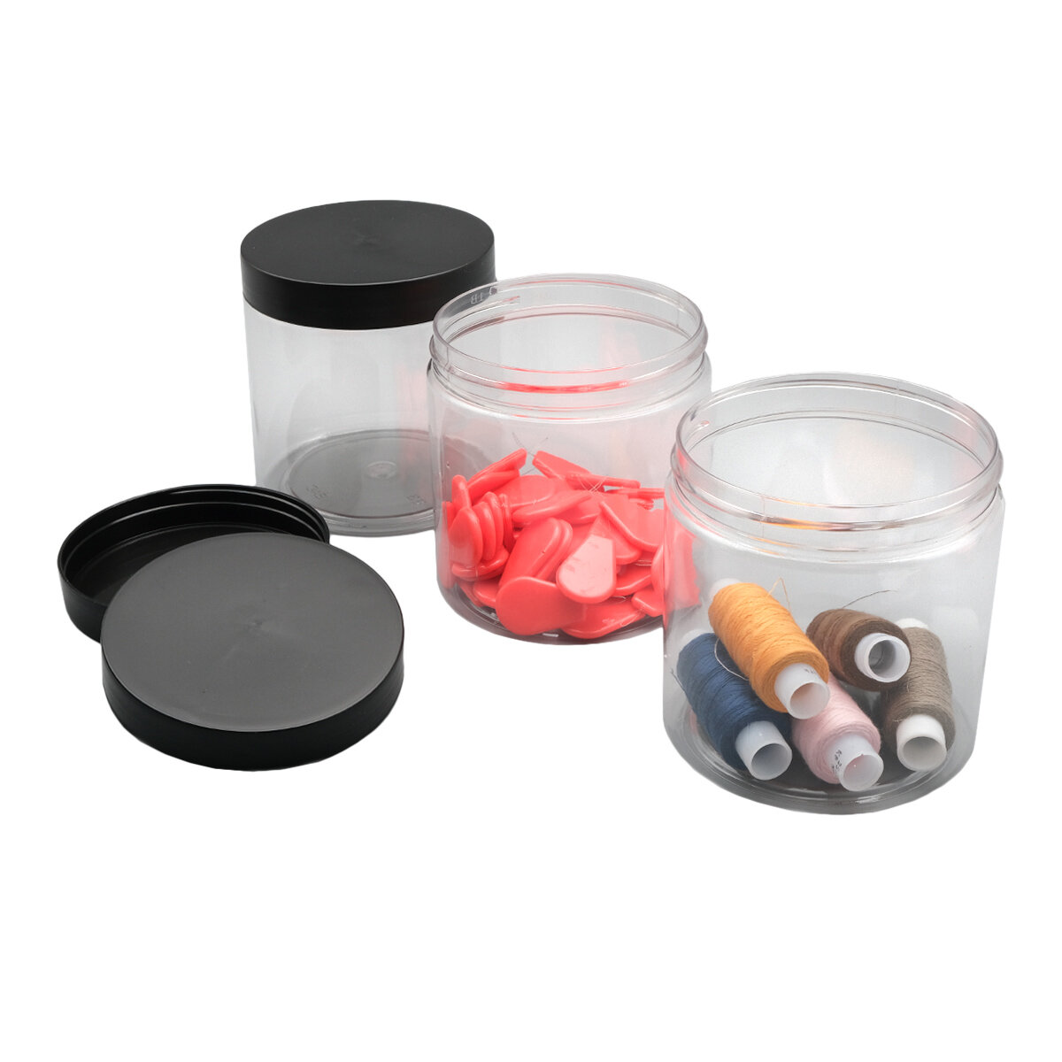 Банки пластиковые с черной крышкой набор, 500 мл* 6 шт, Айрис — фото 1