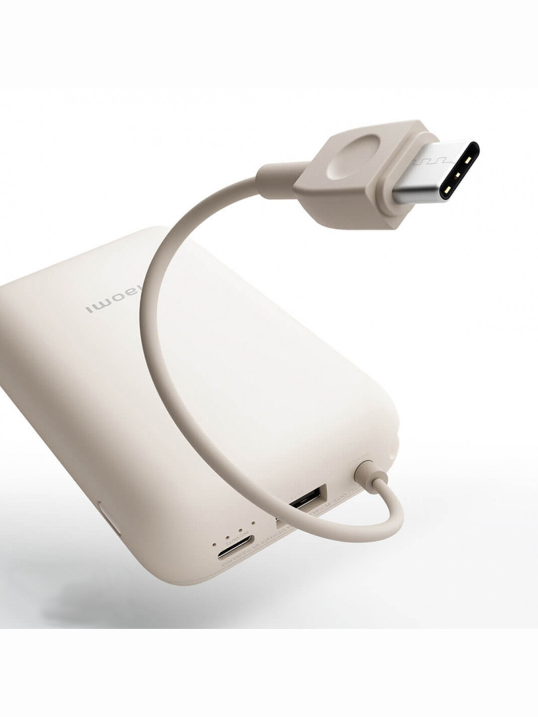 Внешний аккумулятор Mi Power Bank With Cable USB-C 10000mAh Pocket Version Beige (P15ZM) — фото 1