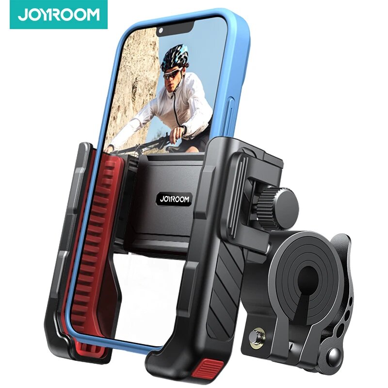 Велосипедный держатель для телефона Joyroom 2024, универсальный держатель для телефона для одной руки, велосипедный мотоциклетный держатель для телефона 4,7-7 дюймов, мобильный телефон, противоударный, Black And Red