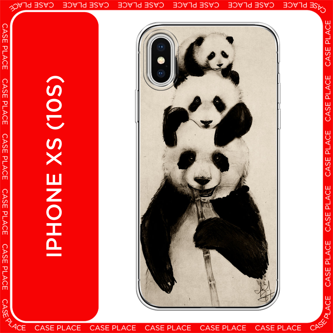 Чехол на Apple iPhone XS / Айфон XS с принтом Семейство панды