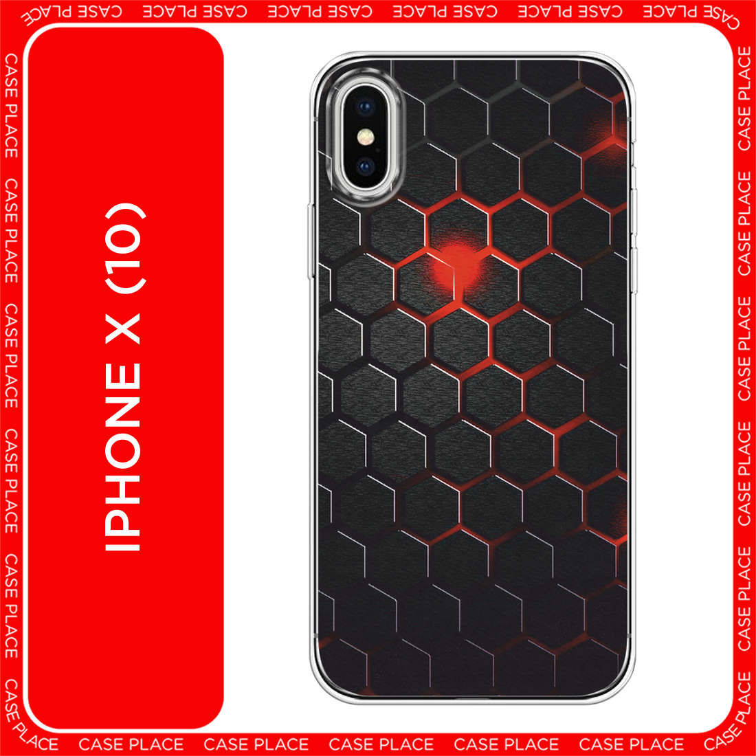 Чехол на Apple iPhone X / Айфон X с принтом Фон соты красные