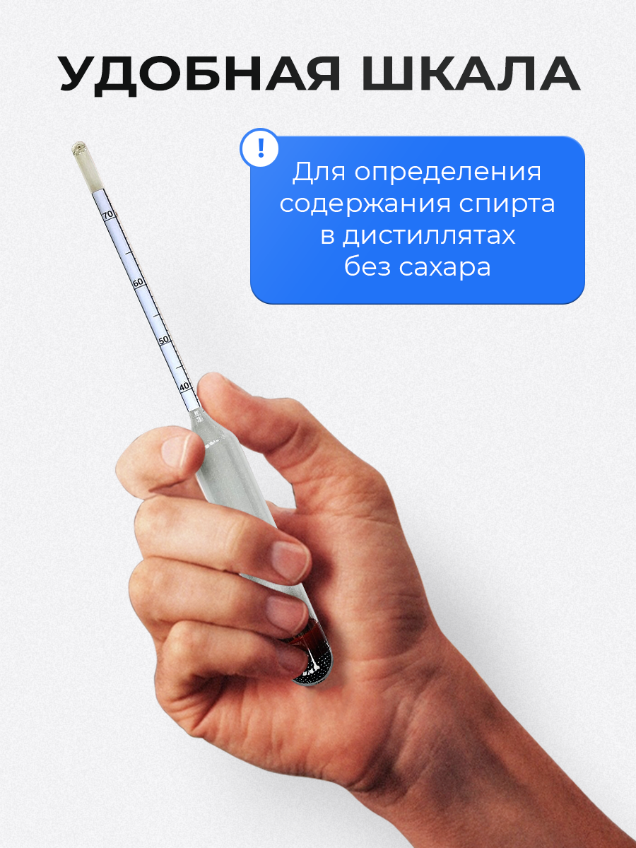 Набор спиртометров с мерным цилиндром полипропилен, дерево ГОСТ — фото 1