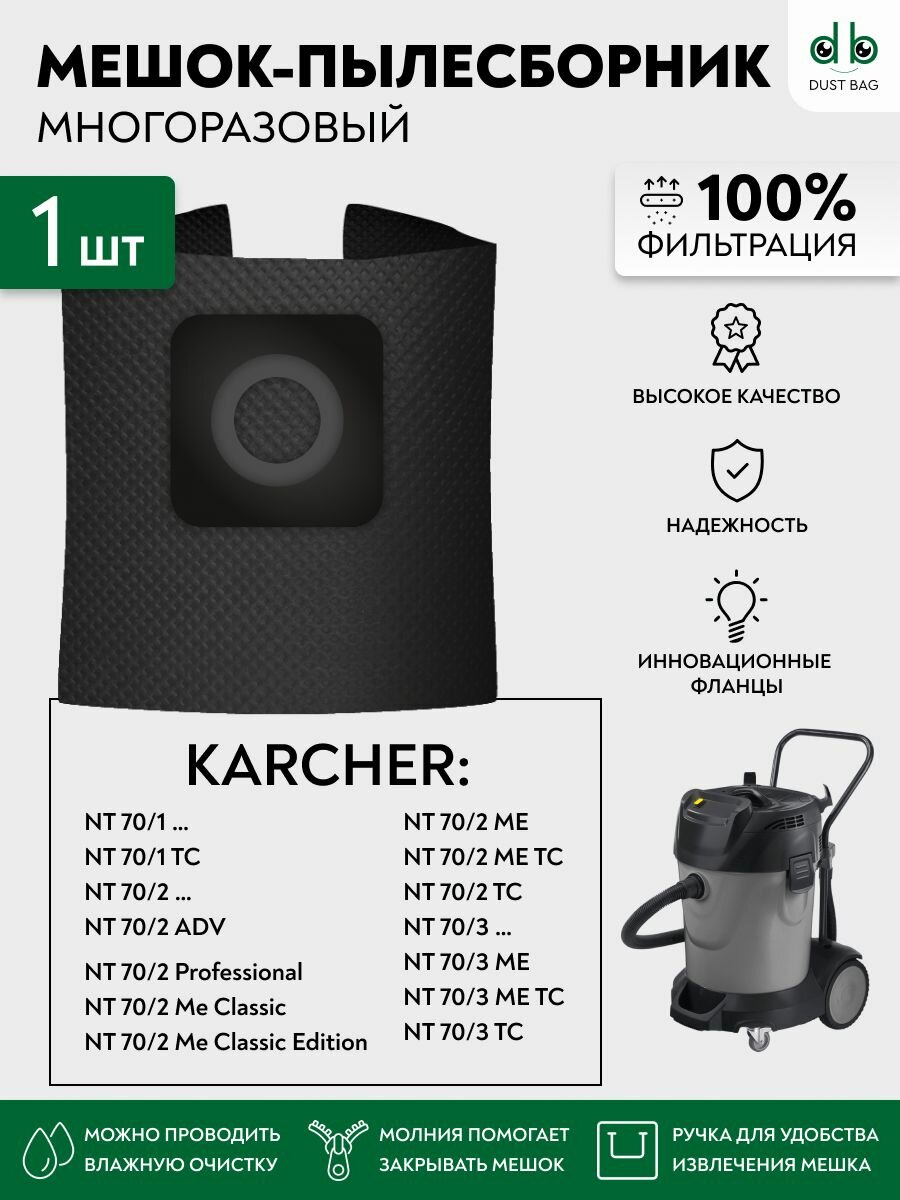 Мешок многоразовый для пылесосов Karcher NT 70/1, NT 70/2, NT 70/3