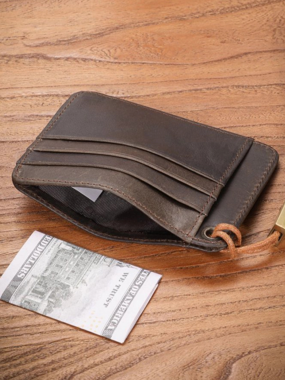 Картхолдер , фактура матовая, коричневый — фото 1