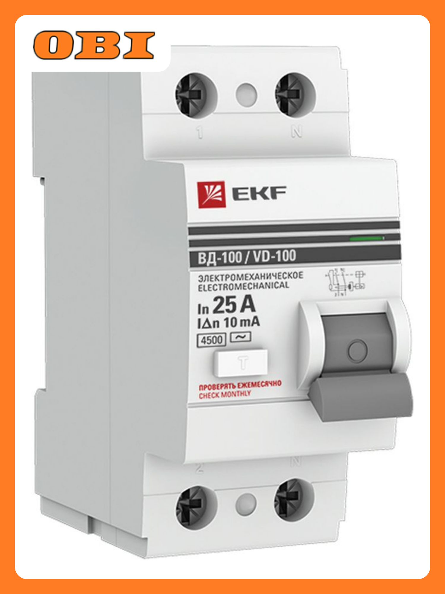 УЗО 10МА двухполюсный EKF PROX 2P25А