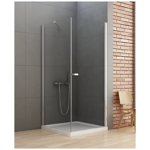 Ограждение душевое угловое с распашной дверью NEW TRENDY NEW SOLEO D-0140A/D-0088B-WP 800x900x1950