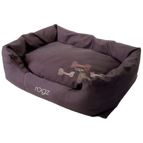фото Лежак для собак rogz spice кофейные косточки с бортиком и двусторонней подушкой малый 56 x 35 x 22 см (1 шт)