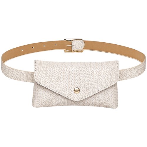 фото Сумка на пояс "из парижа с любовью" nothing shop (бежевый; золотистый) 17 х 10 х 2 см