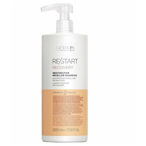 revlon professional restart hydration moisture micellar shampoo мицеллярный шампунь для нормальных и сухих волос 1000 мл Revlon Professional RESTART RECOVERY RESTORATIVE MICELLAR SHAMPOO Мицеллярный шампунь для поврежденных волос, 1000 мл