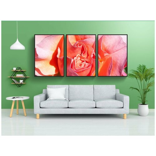 фото Набор модулных постеров для интерьера "роза, апельсин, желтый" 60x90 см. в тубусе, без рамки lotsprints