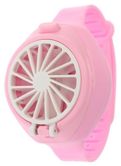 Мини вентилятор в форме наручных часов LOF-10, 3 скорости, поворотный, розовый (7348409)