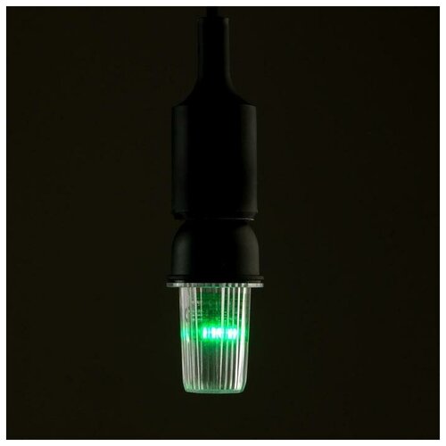 Лампа светодиодная Строб, прозрачная, Е27, 4LED, 3 Вт, 220 В, зеленое свечение (1шт.)