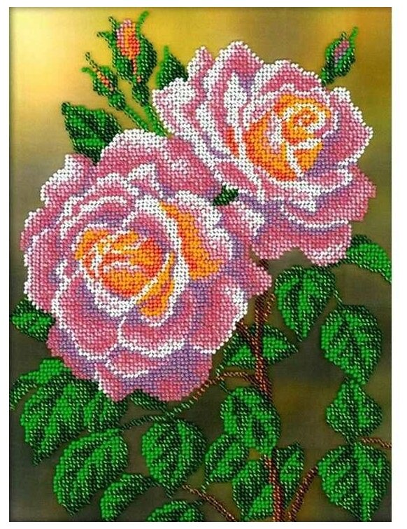 Набор вышивки бисером "Розовые розы", 19,5x26,5 см, Вышиваем бисером