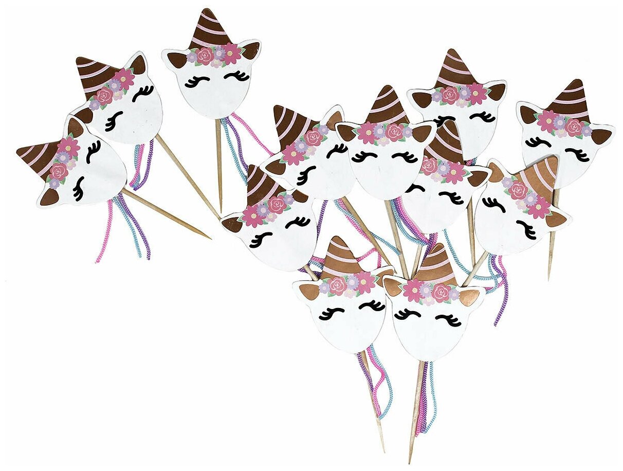 Шпажки ГК сфера "Единорог голография", для украшения десертов и закусок, 12 штук