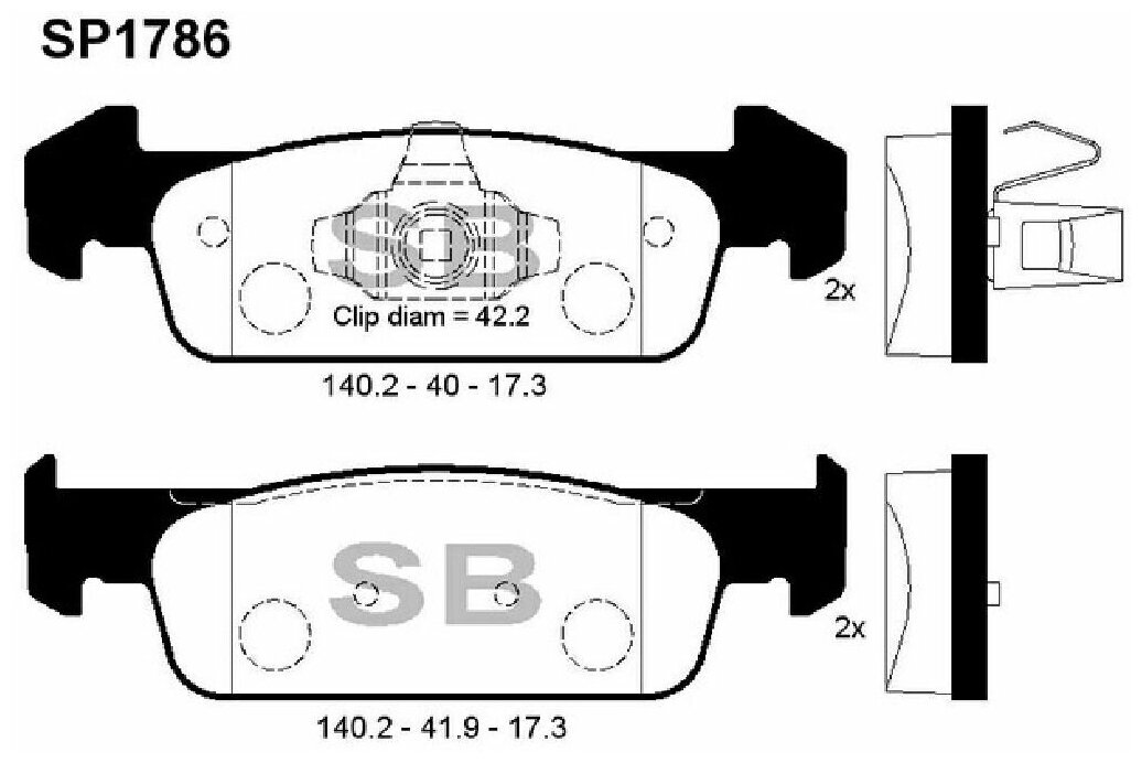 Колодки тормозные дисковые SANGSIN SP1786