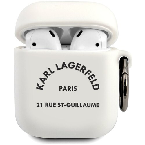 Lagerfeld для Airpods Pro чехол Silicone case with ring RSG logo White