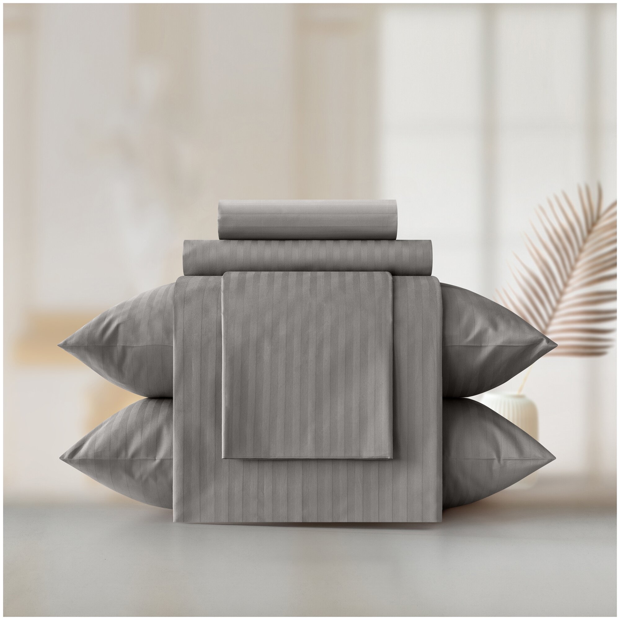 Комплект наволочек Verossa Stripe, страйп-сатин, 50 х 70 см, 2 шт., gray - фотография № 2