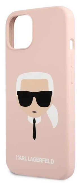 Lagerfeld для iPhone 13 mini чехол Liquid silicone Karl's Head Hard Pink