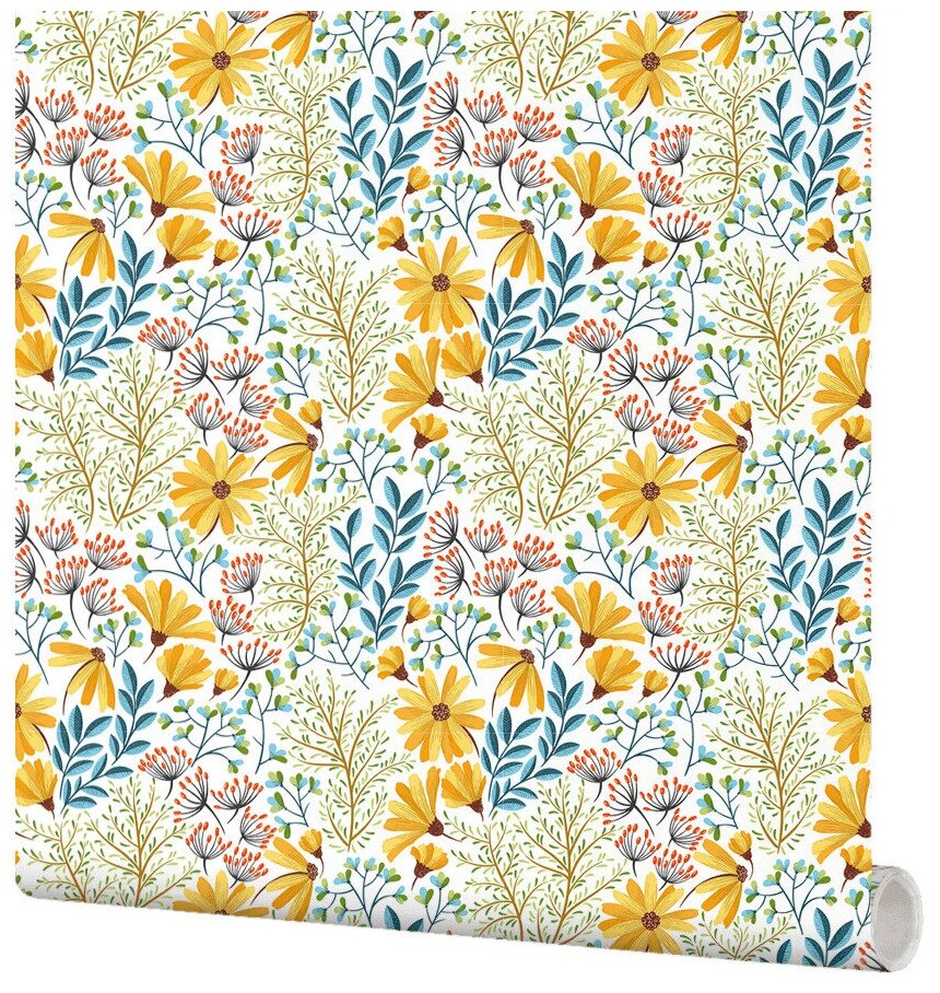 фото Пленка самоклеющаяся "Садовые цветы" для мебели и декора, 64x270 см (Арт. 64-517)