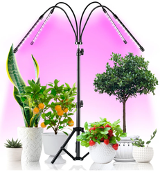 Фитолампа для растений цветов и рассады со штативом и таймером выключения, фитосветильник с 4-мя гибкими отводами по 9 Вт, 3 режимами света.