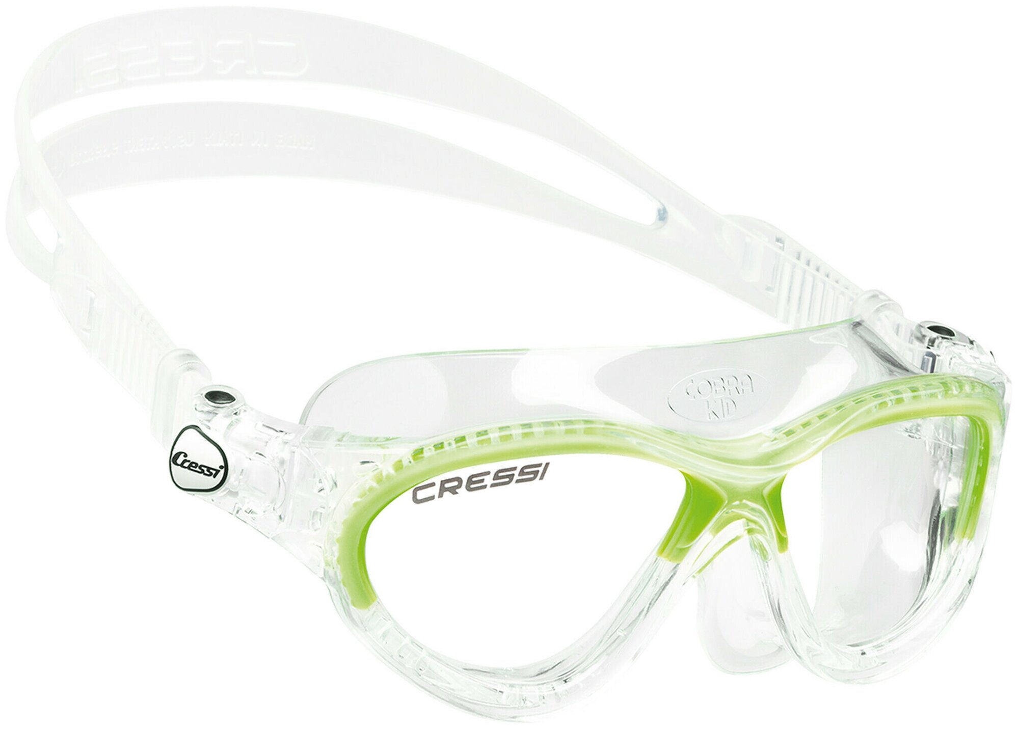 Очки детские CRESSI MINI COBRA, зеленая рамка/прозрачный силикон