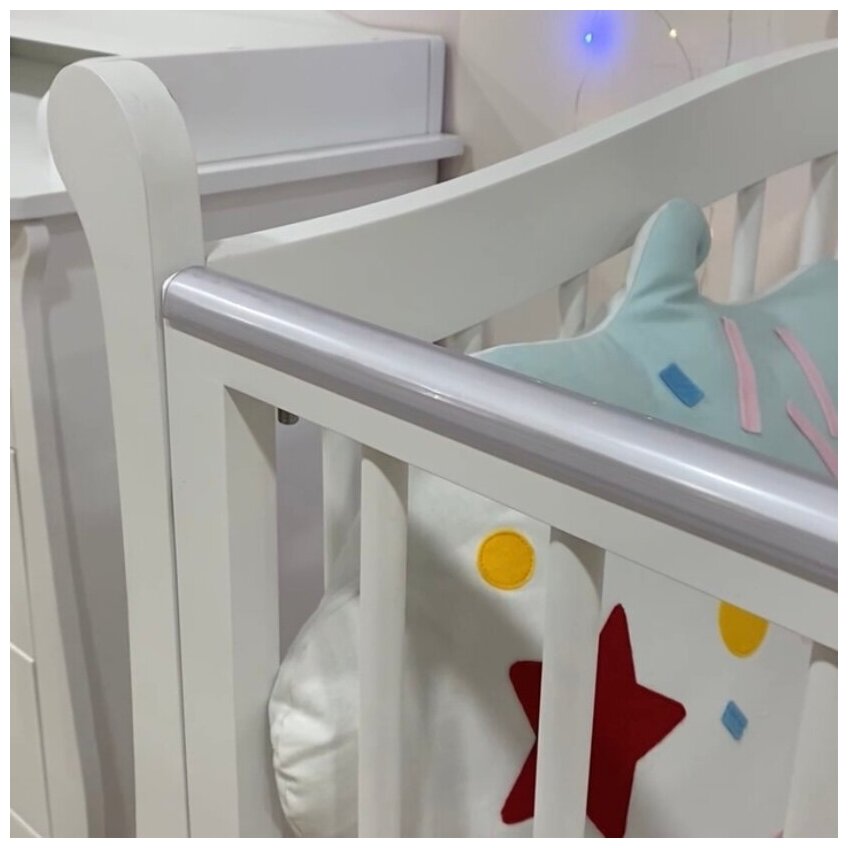 Защитные накладки на кроватку U-обратной формы 118 см из ПВХ, 2 шт, цвет прозрачный, Грызунок для кроватки, Накладка на бортики в детскую кроватку