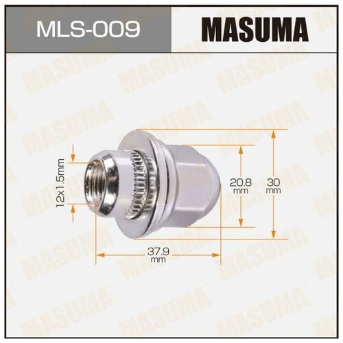 Гайка MASUMA 12x1.5 / под ключ=21мм , с шайбой D 32mm