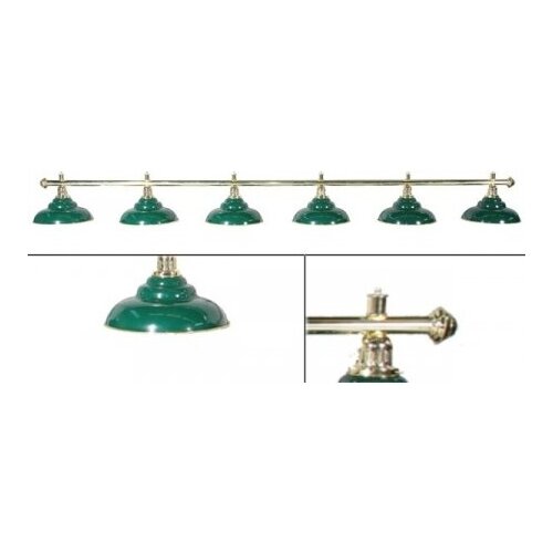 Лампа на шесть плафонов «Ravena» (золотистая штанга, зеленый плафон D38см)