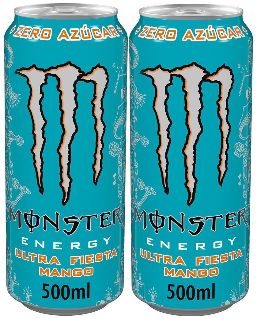Энергетический напиток Monster Energy Ultra Fiesta / Монстер Фиеста Ультра Манго 2 шт. 500 мл. (Ирландия) - фотография № 2
