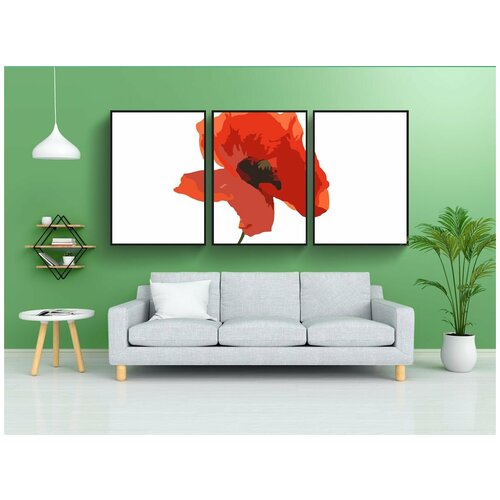 фото Набор модулных постеров для интерьера "цветок мака, цветок, фиолетовый" 60x90 см. в тубусе, без рамки lotsprints