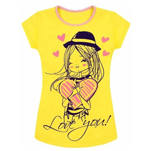 Желтая футболка для девочки 83421-ДЛС19 28/110