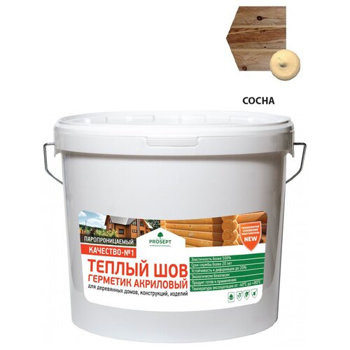 Акриловый герметик для швов в деревянных домах, конструкциях, изделиях PROSEPT цвет сосна 15 кг 0024-15с