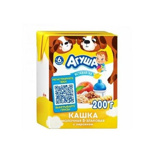 Каша молочная Агуша персик-злаки 2.5% 200 мл