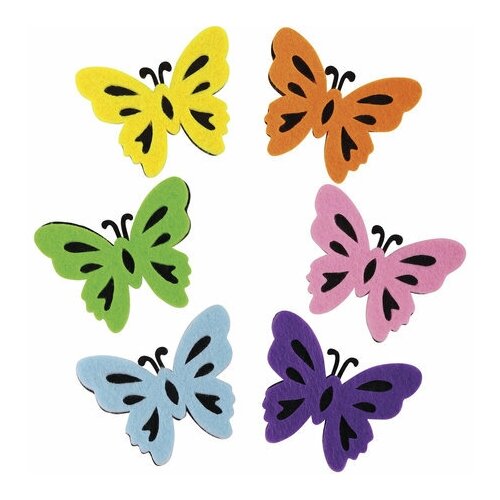 Наклейки из фетра Бабочки, двухцветные, 6 шт. ассорти, остров сокровищ
