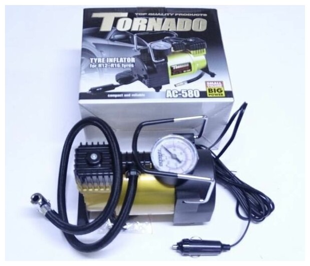 Автомобильный компрессор City UP TORNADO 580 30 л/мин 110 Ватт 12 Вольт 10 Атм