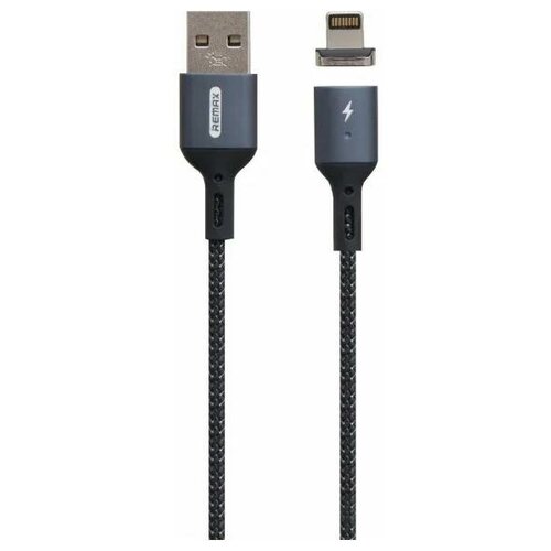 Кабель USB - Lightning (для iPhone) Remax RC-156i (3A, магнитный, оплетка ткань), черный кабель для зарядки ip lightning remax rc 160i 1м 2 1a чёрный