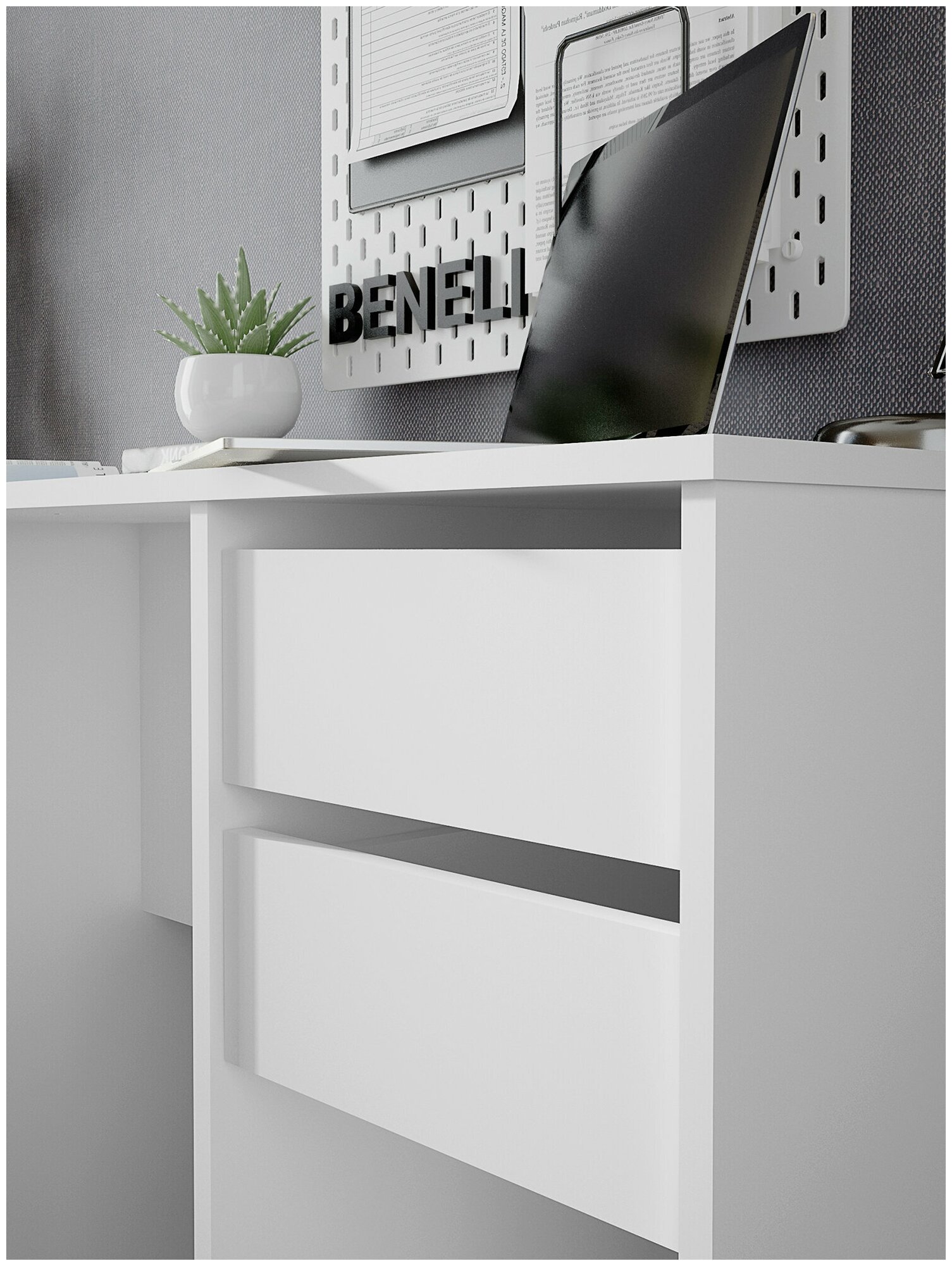 Письменный стол, компьютерный стол Beneli алекс, Белый, с ящиками;с подставкой для системного блока, 100х45х76,2 см, 1 шт. - фотография № 9