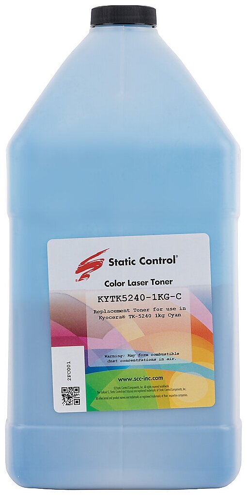 Static Control Тонер Static Control KYTK5240-1KG-C голубой флакон 1000гр. для принтера Kyocera Ecosys-P5026/M5526