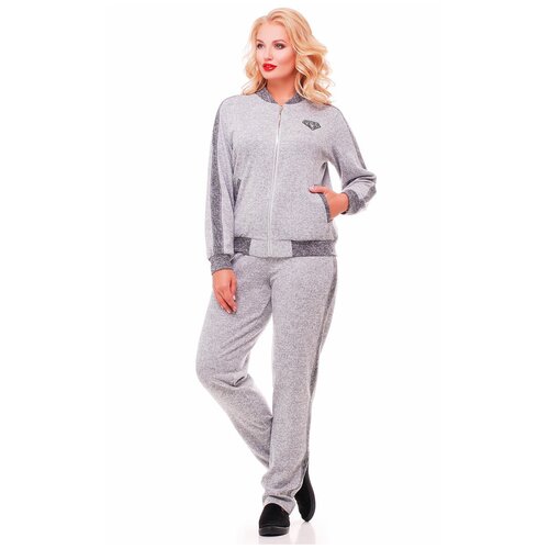 фото Женский костюм с бомбером / брючный / спортивный / синий / больших размеров / muar
