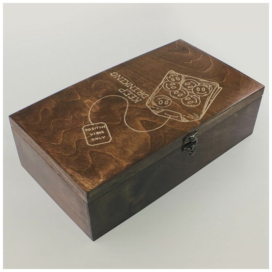 Коробка для чайных пакетиков Чайница из дерева, 8 отделений с узором чайник, время чая, tea time - 127"