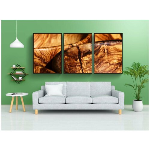 фото Набор модулных постеров для интерьера "оливковое дерево, древесина, зерно" 60x90 см. в тубусе, без рамки lotsprints