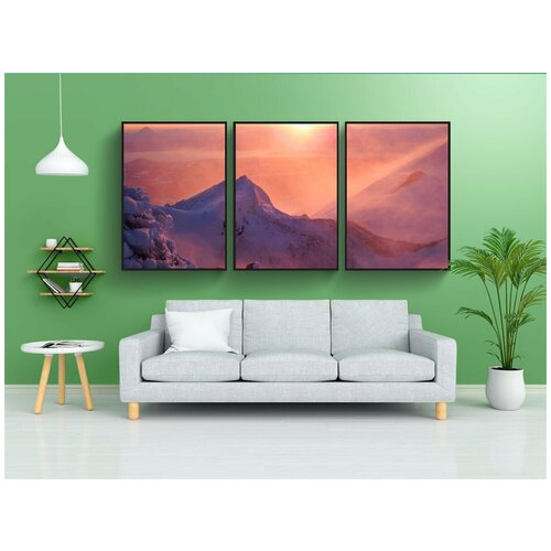 фото Набор модулных постеров для интерьера "вулкан, горы, облака" 60x90 см. в тубусе, без рамки lotsprints