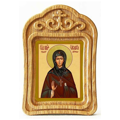 Преподобная Елисавета Константинопольская, икона в резной деревянной рамке
