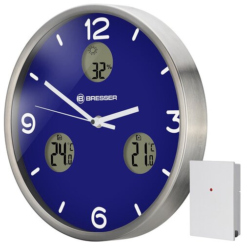 Часы настенные Bresser MyTime io NX ThermoHygro 30 см синие 901200₽