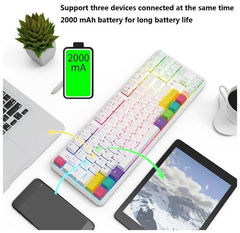 Механическая клавиатура Ajazz K870T белая Brown switch английская раскладка