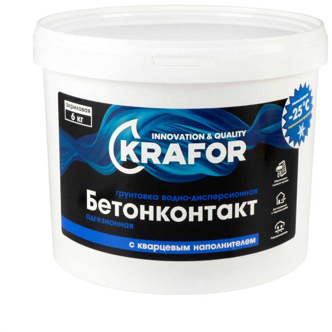 Грунтовка водно-дисперсионная бетонконтакт Krafor, 6 кг - фотография № 1