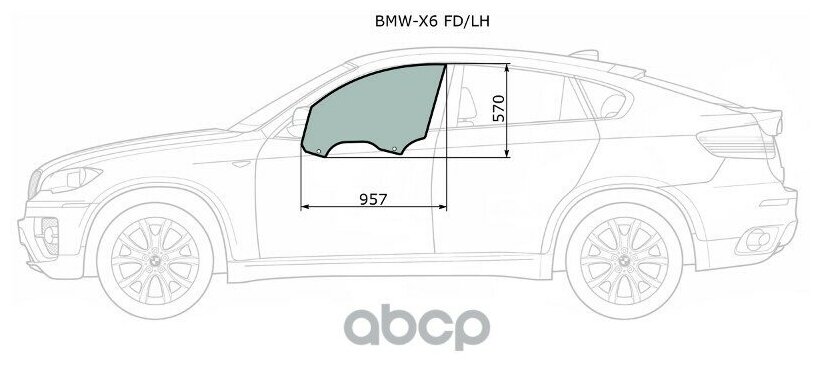 Стекло Боковое Опускное (Спереди/ Слева/ Цвет Зеленый) Bmw X6 08-14 XYG арт. BMW-X6 FD/LH