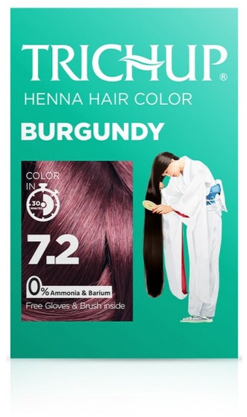 Trichup Хна Henna Hair Color, 7.2 burgundy, 60 мл, 60 г